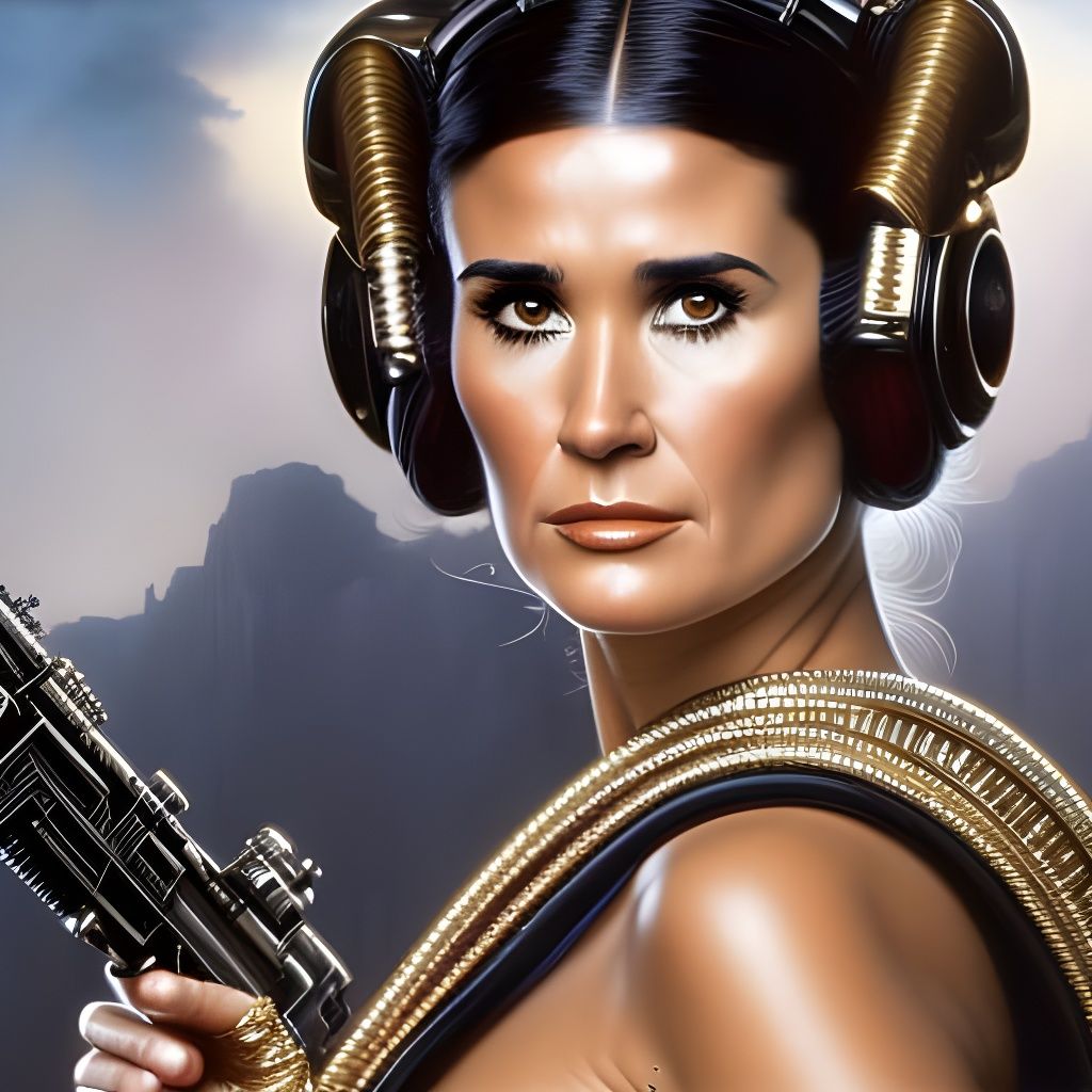 Demi Moore as Princess Leia in Rococo Style