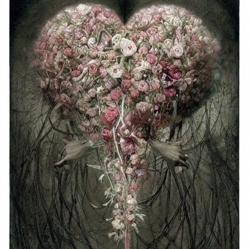 Floral Anatomical Heart: A Pastel Masterpiece