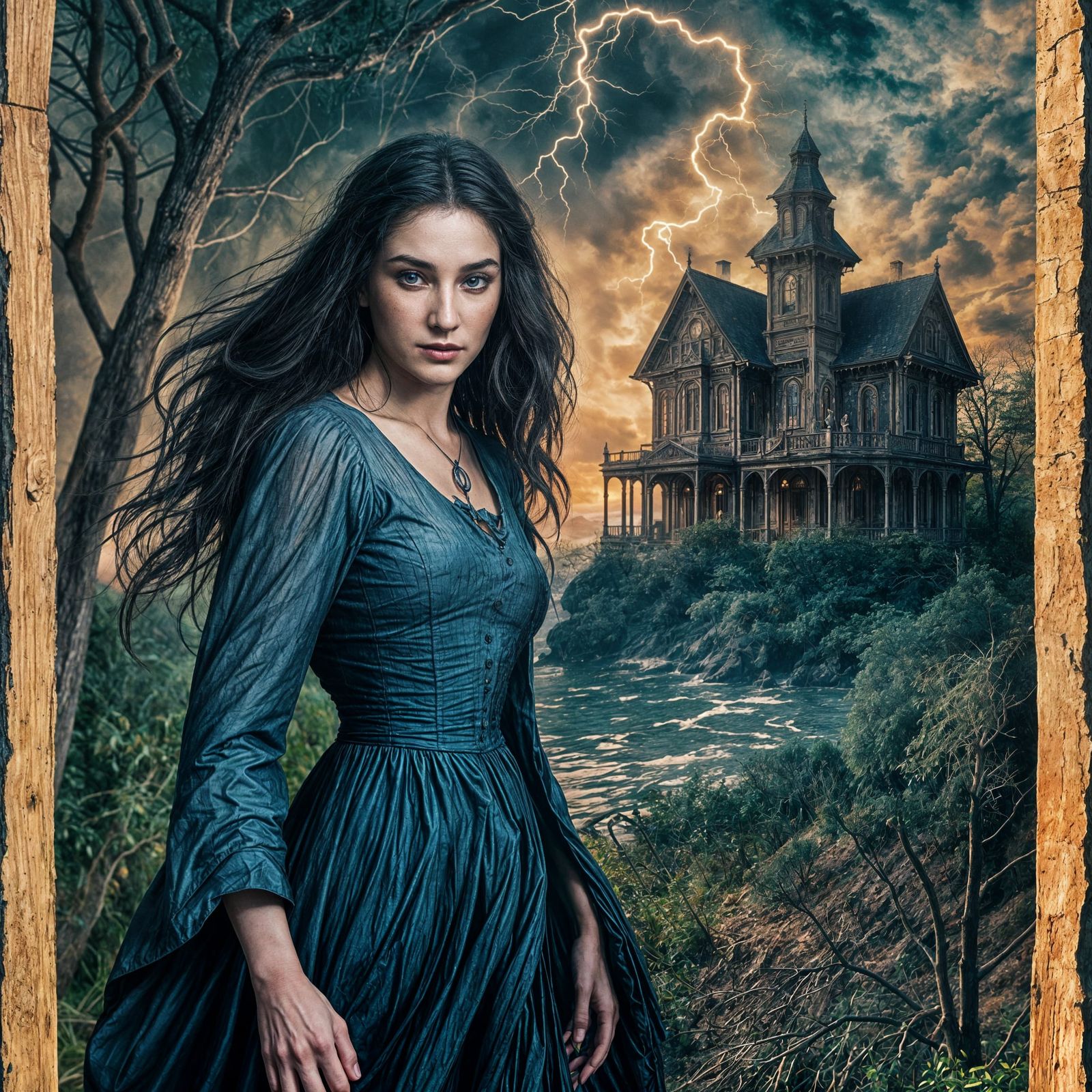 Gothic Vampire in Stormy Golden Age Illustration