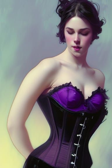 Charming Woman in Corset: Hyperdetailed Concept Art