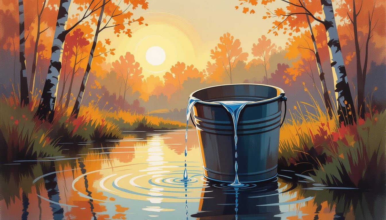 Autumnal Bucket Spill: A Tonal Painting