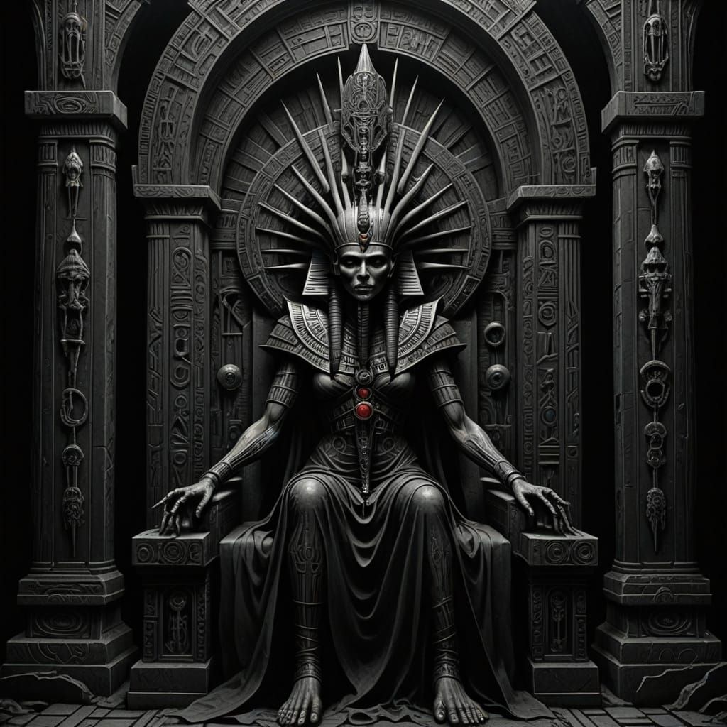 Gothic Horror Queen in Ancient Temple