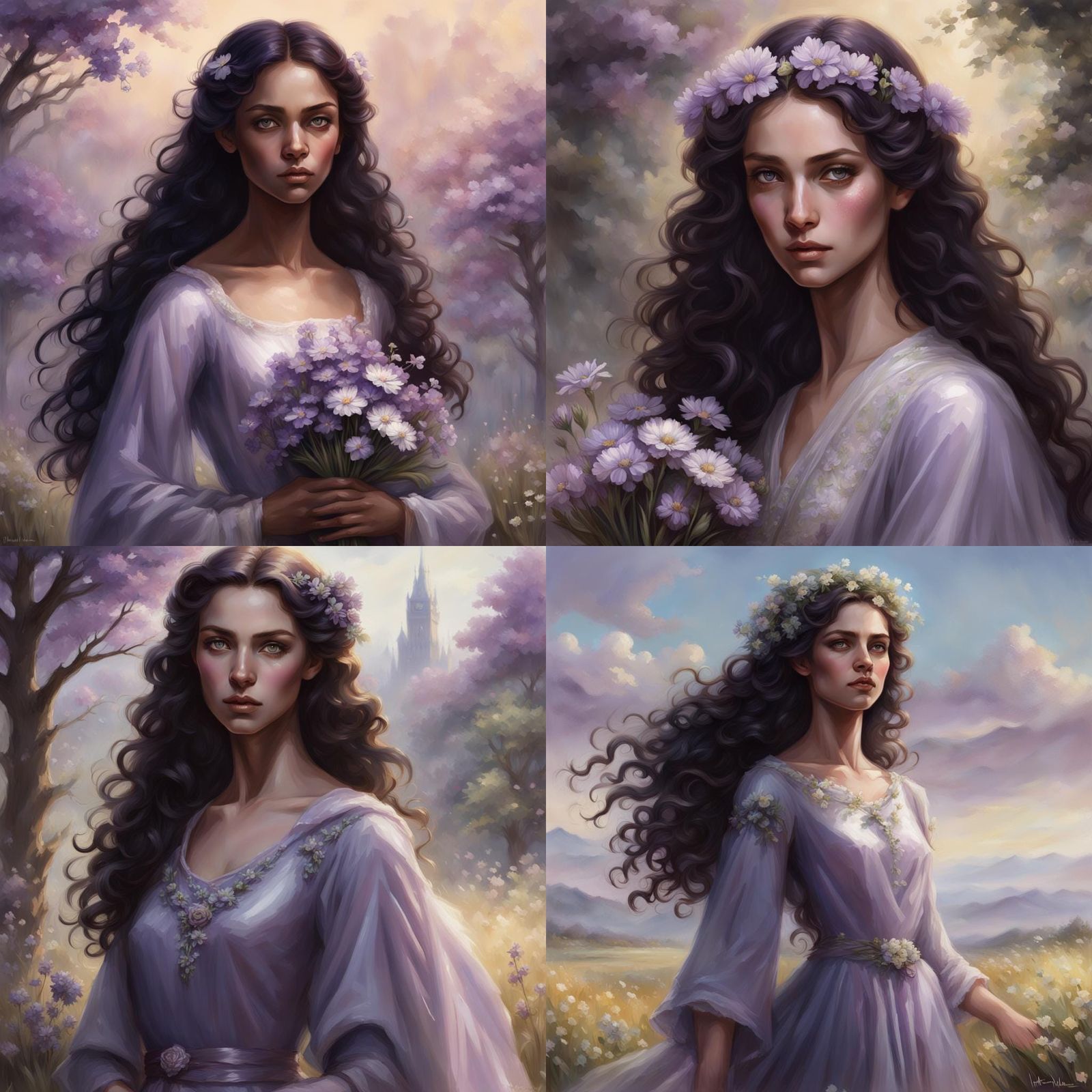 Angelic Woman Portrait in Hyperdetailed Art Nouveau Style