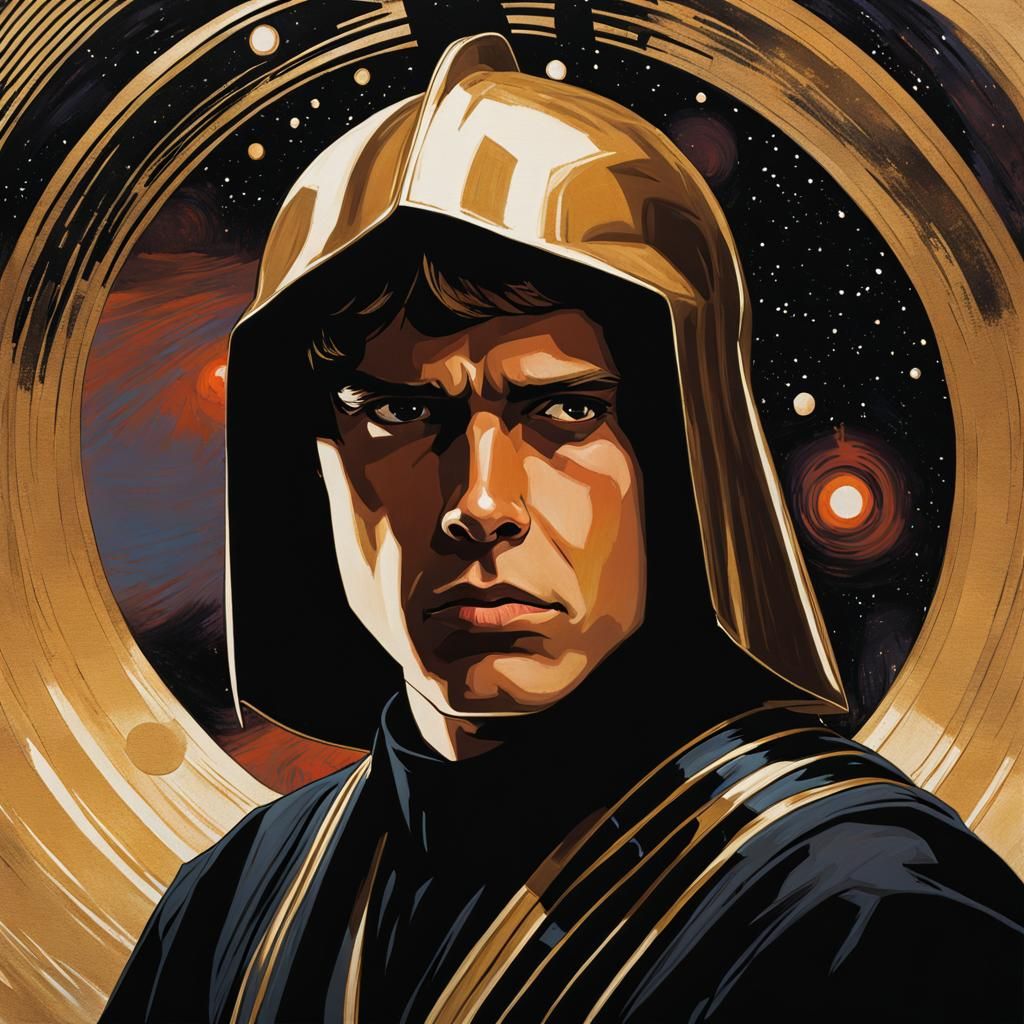 Anakin Skywalker Black Hole Portrait in Fauvist Style