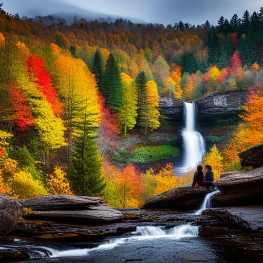 Autumnal Lovers at Blackwater Falls, West Virginia