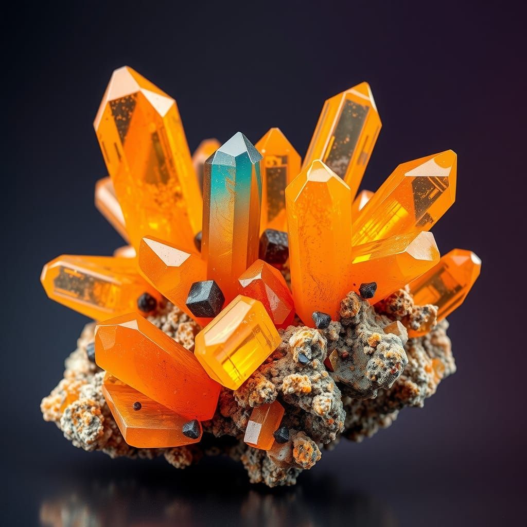 Gemstone Cluster Combining Zektzerite, Wulfenite and Wavelli...