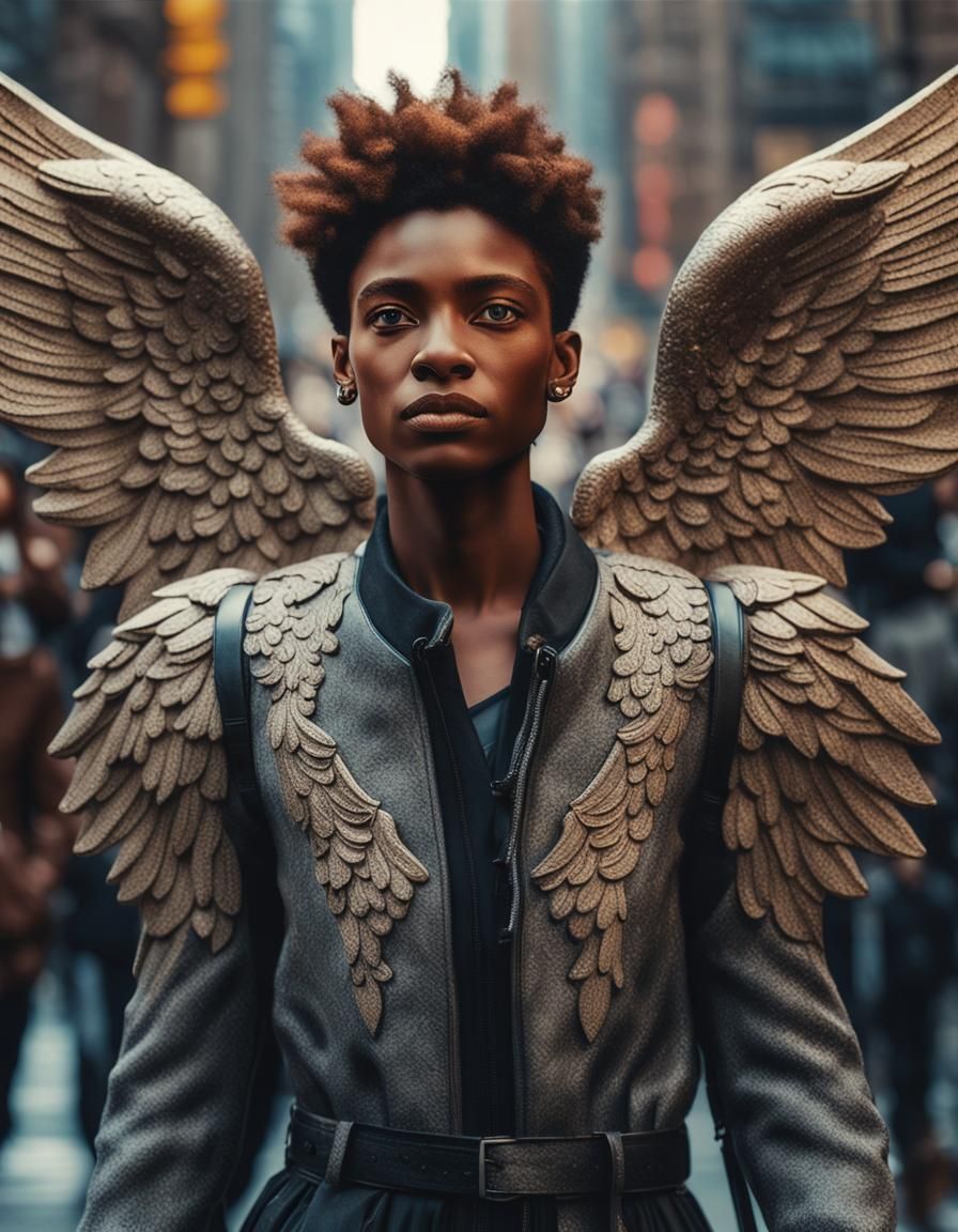 Androgynous Angel Walks Unrecognized in New York: Oil Painti...