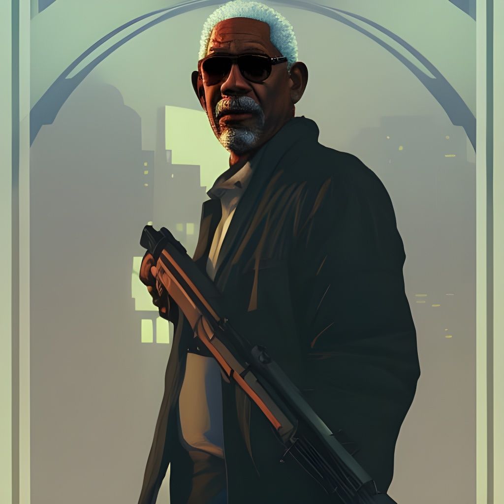Photorealistic Franklin as Morgan Freeman, Concept Art