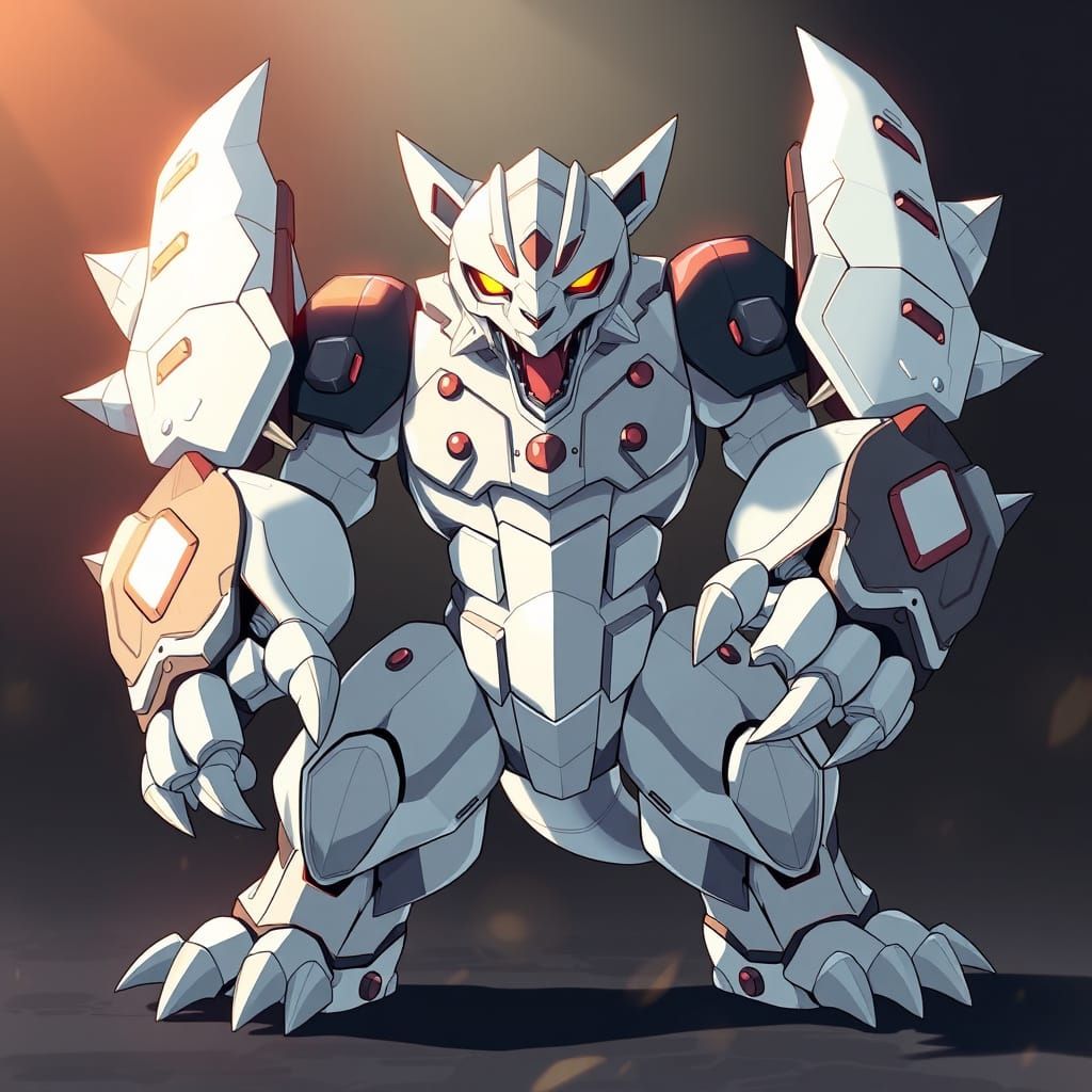Heroic White Metal Bear Digimon Masterpiece Art