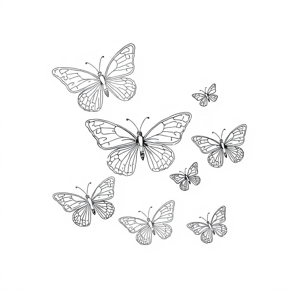 Ethereal Line-Drawn Butterflies in Minimalist Style