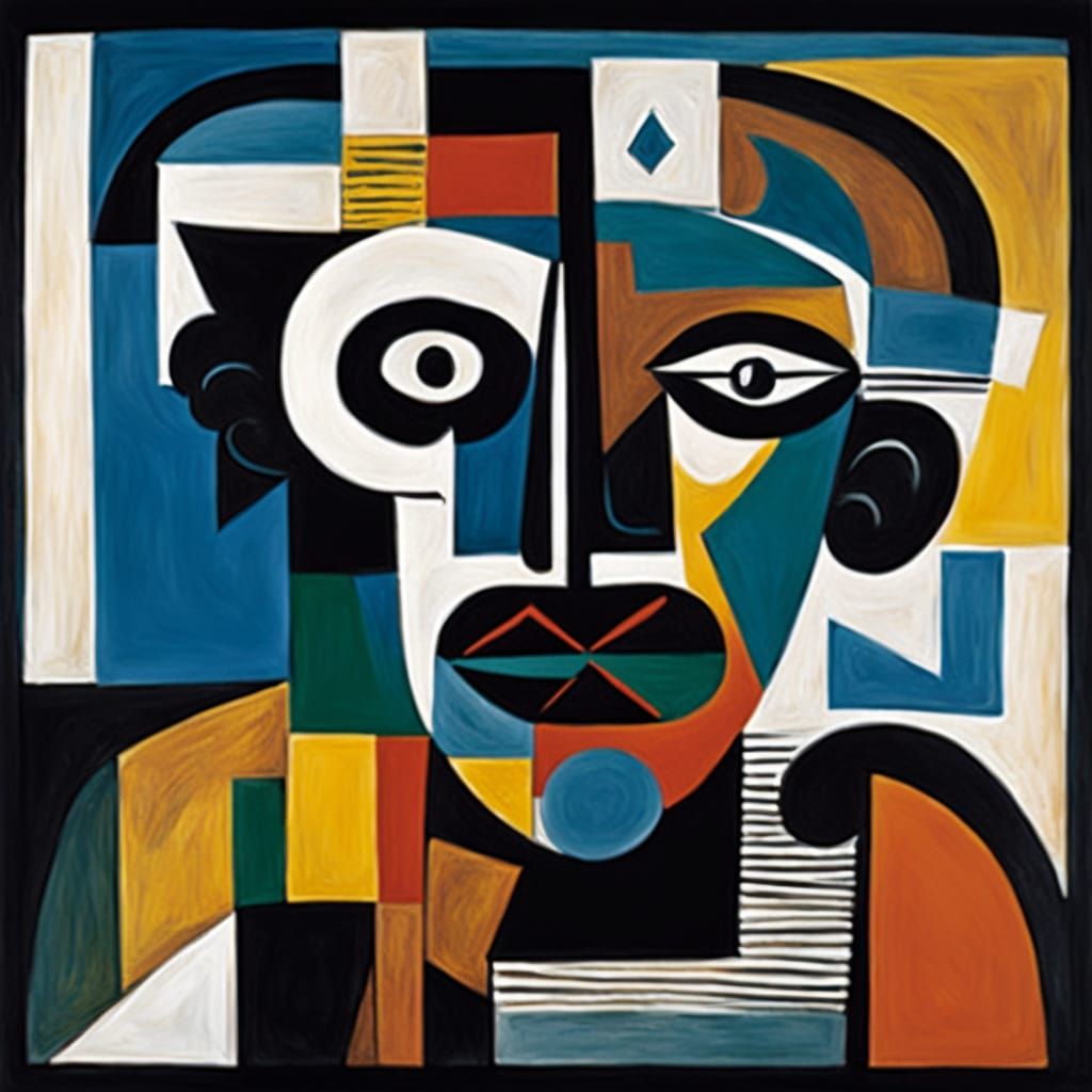 Surrealist Cubist Masterpiece Inspired by Picasso and Afro-A...
