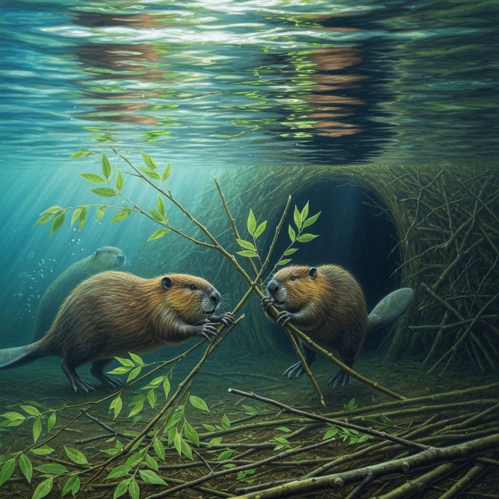 Beavers Build Underwater Food Cache in Naturalistic Style