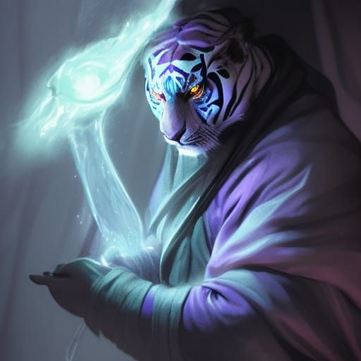 Sinister Rakshasa Tiger Demon Spellcaster in Robes