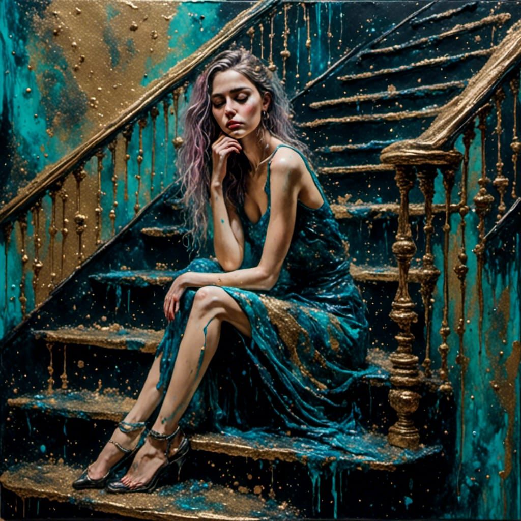 Young Woman Portrait with Acrylic Texture