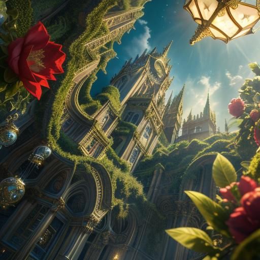 Dramatic Landscape with God Rays and Lens Flare