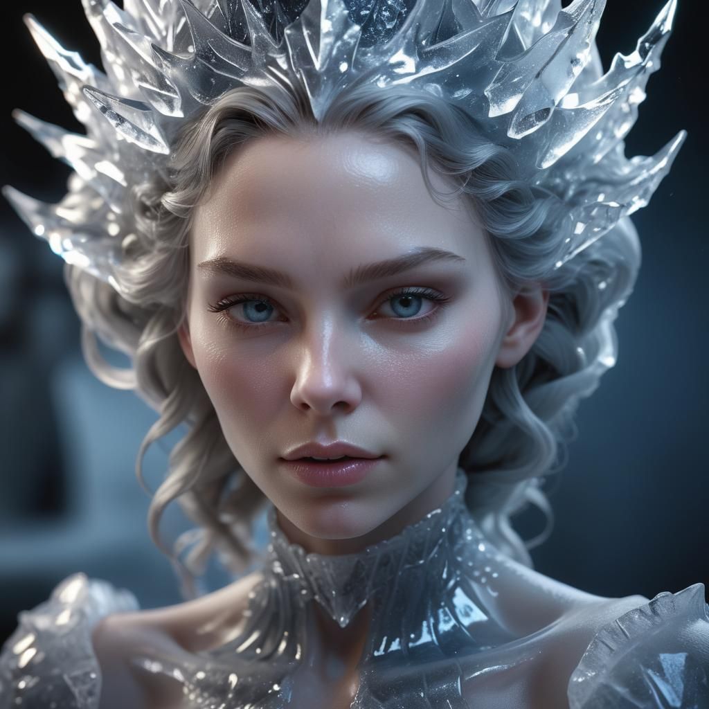 Dark Ice Queen Portrait in Hyper-Realism