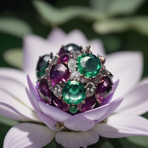 Planet with Stone Flowers and Precious Gems