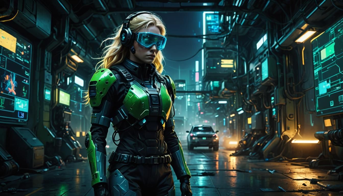 Blonde Girl in Biotechnology Suit Concept Art