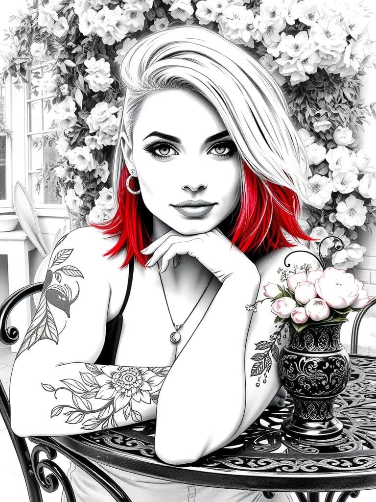 A Captivating Black and White Portrait in Charcoal and Penci...