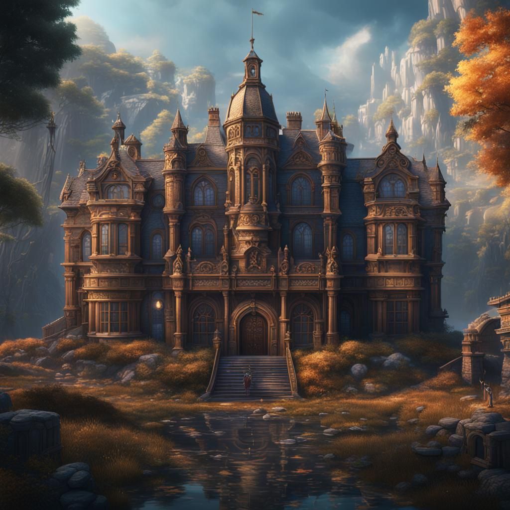 Fantastical School: Detailed Matte Painting in Deep Color