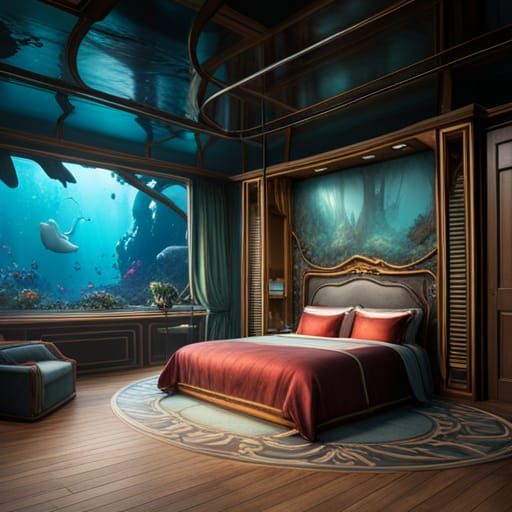 Fantastical Underwater Bedroom in Deep Color