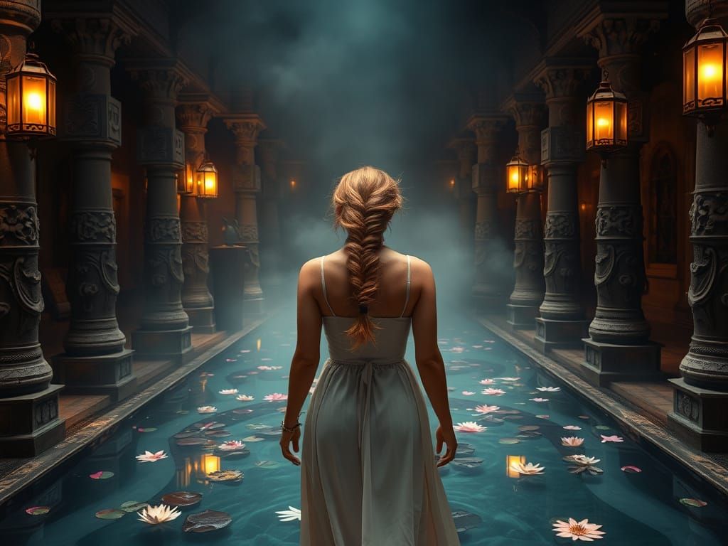 Medieval Spa Maiden Basks in Serenity