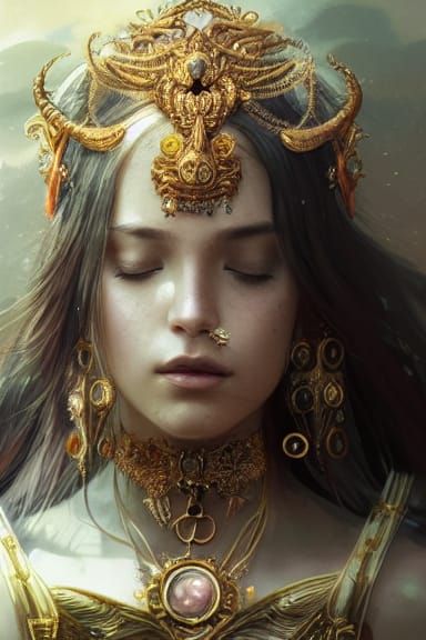 Ethereal Goddess Portrait in Studio Ghibli Style