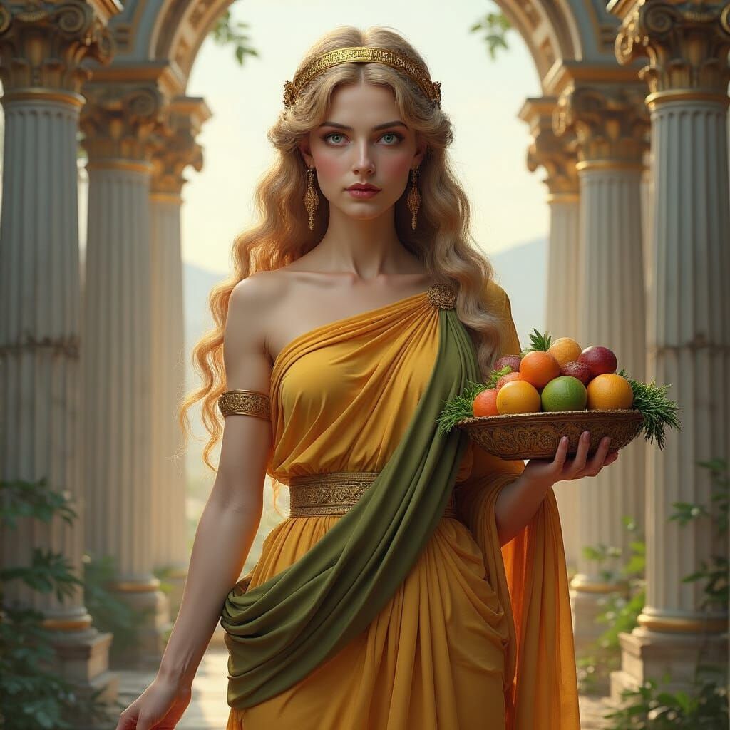 Euporie: Greek Goddess of Abundance in Art Nouveau Style