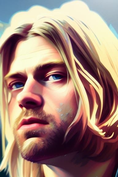 Hyperdetailed Portrait of Kurt Cobain in Art Nouveau Style