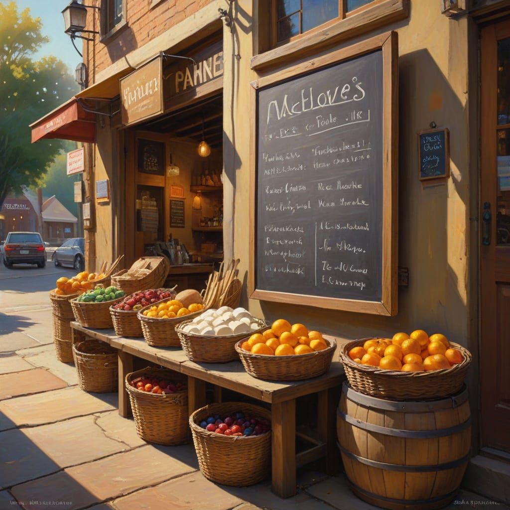 Rustic Street Scene with Artisanal Goods