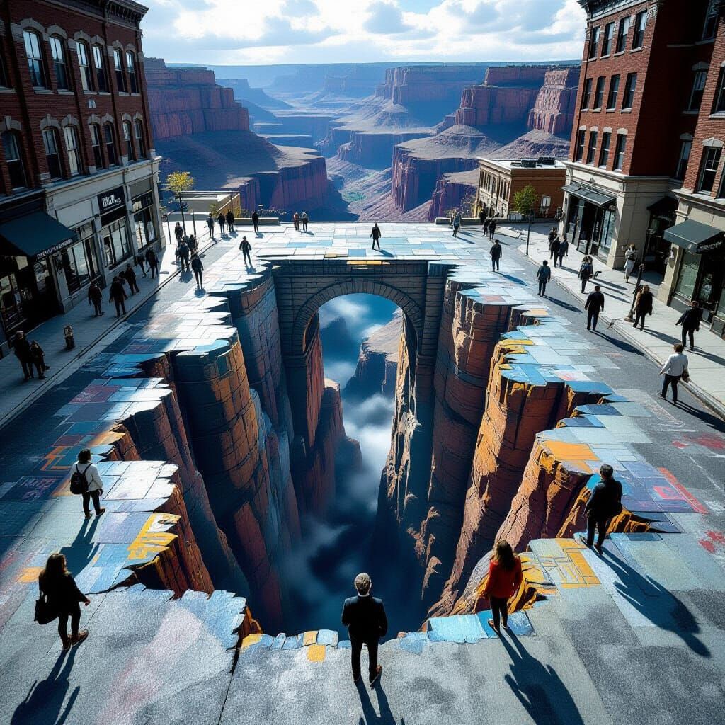 Street Artist's Chalk Illusion Becomes Dimensional Rift