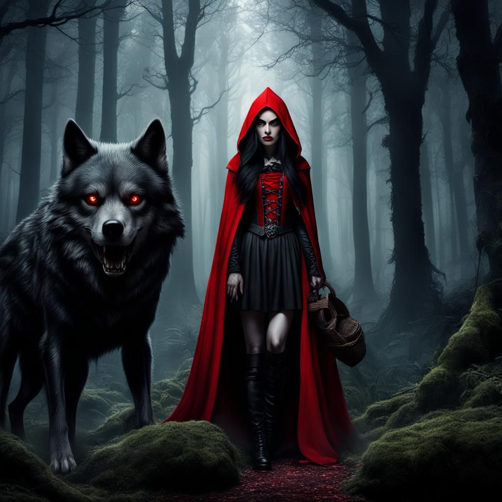 Gothic red riding hood, wolf