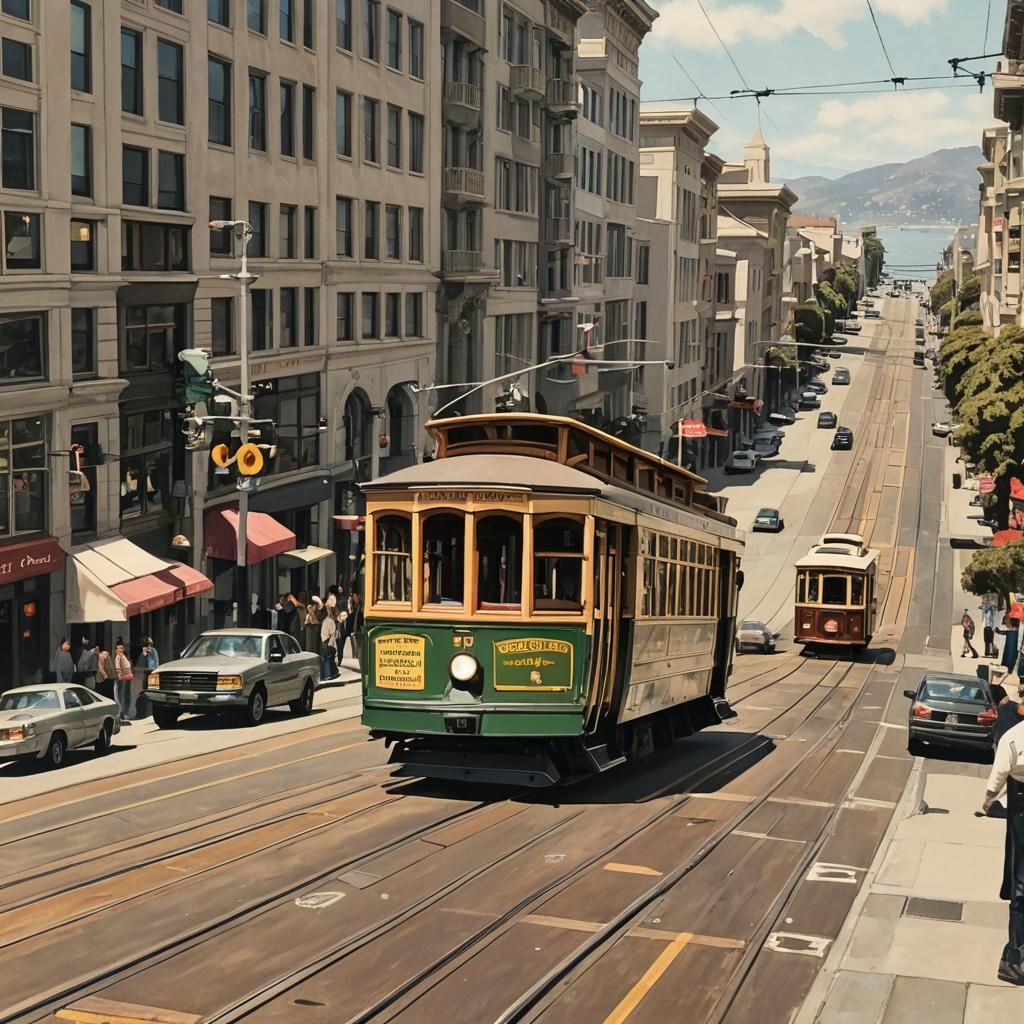 San Francisco Trolley Car Vintage Postcard