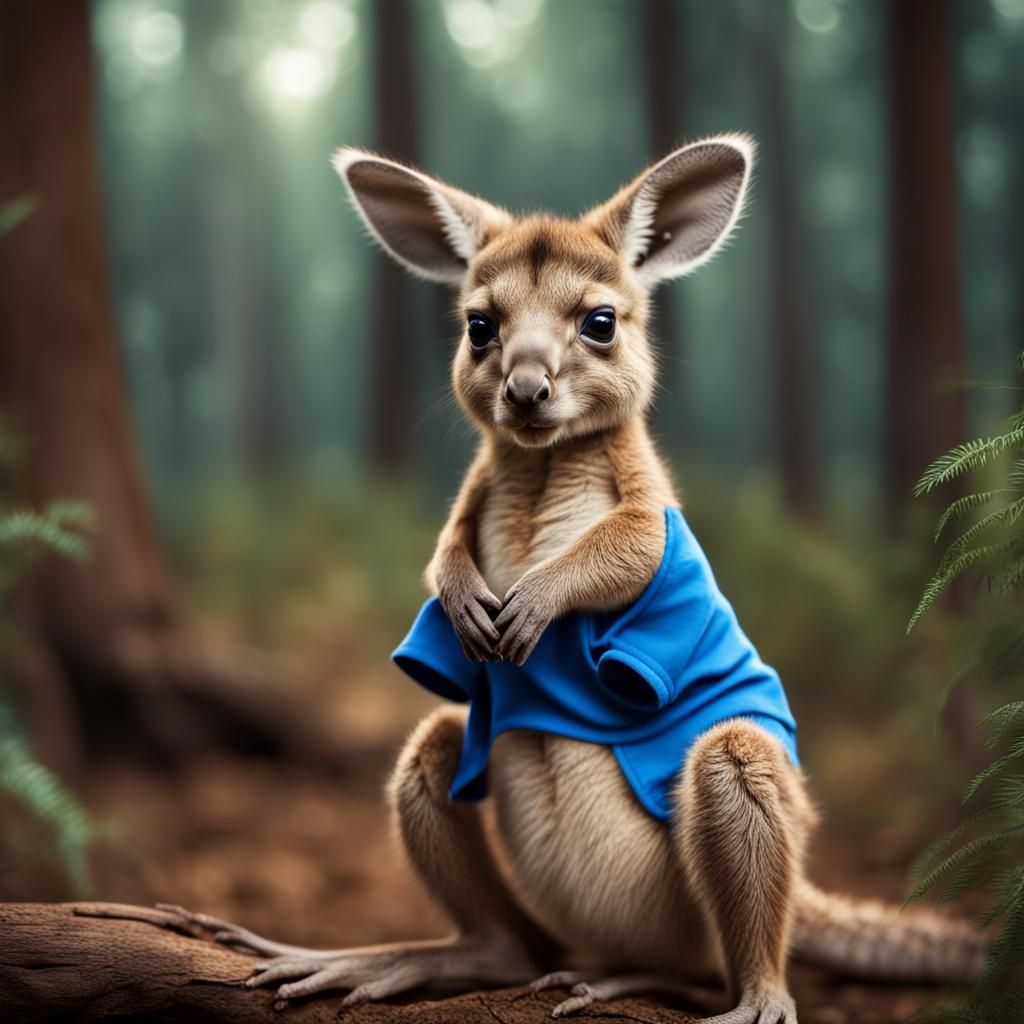 Baby Kangaroo in T-Shirt, 8K Resolution