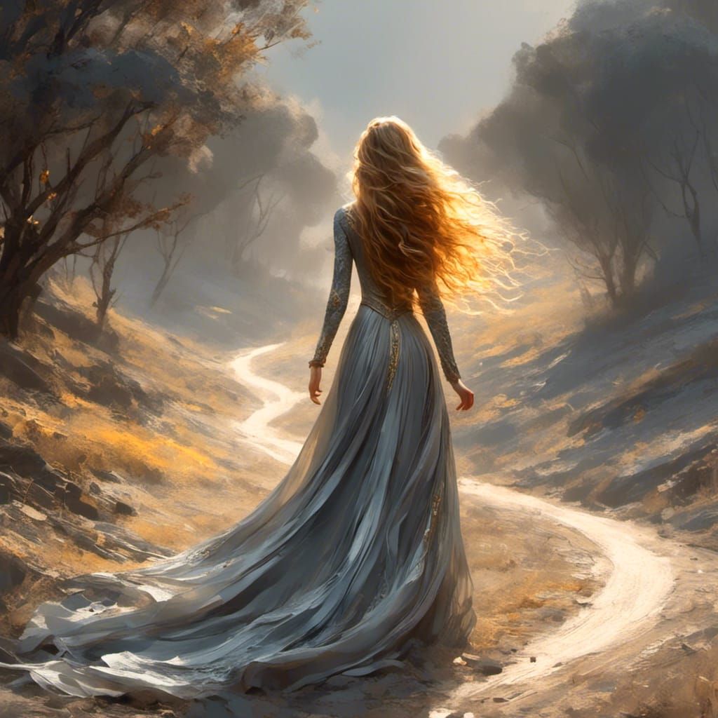 Romantic Model Walking Away, Waterhouse Style