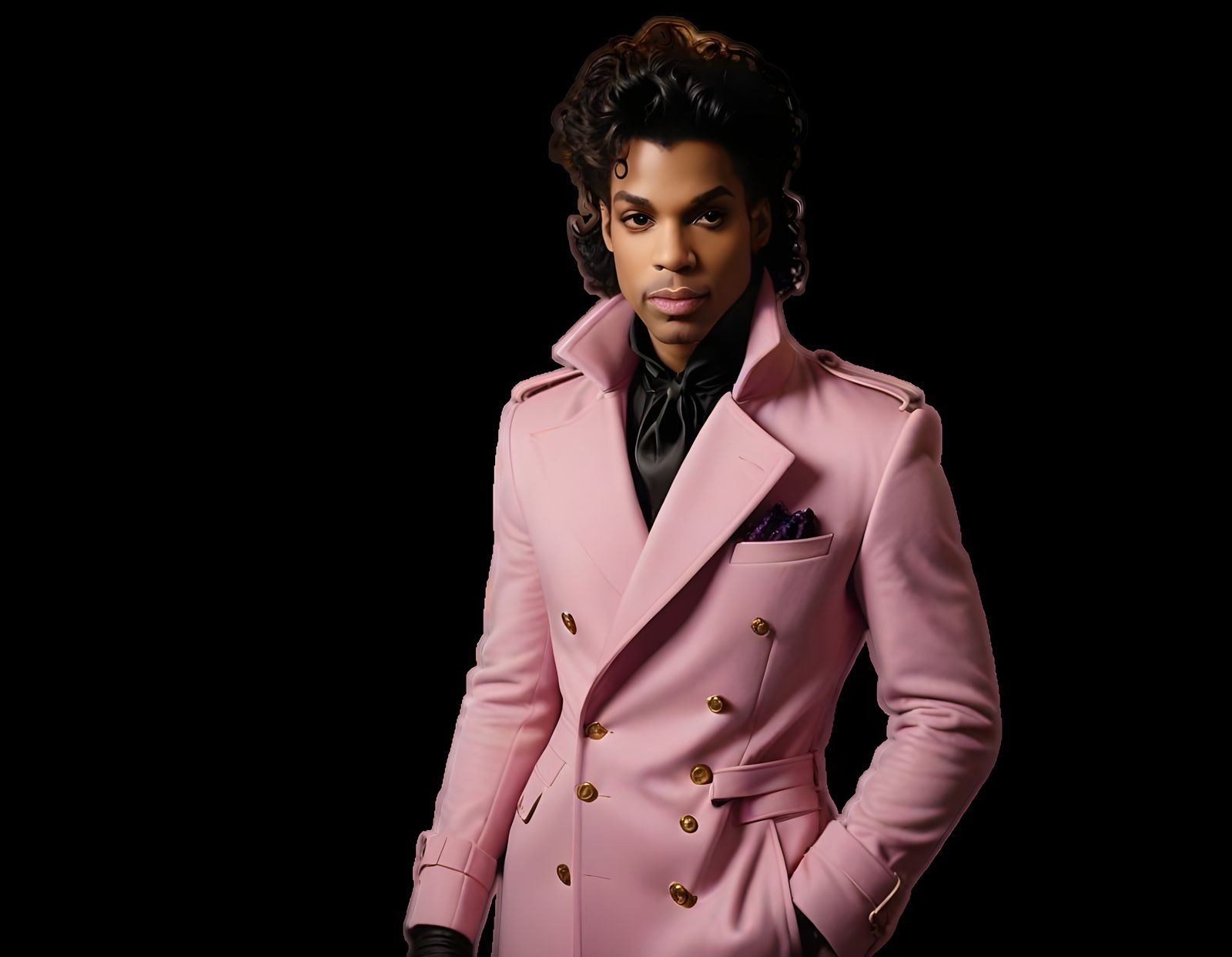 Stylish Charismatic Musician in Pink Coat Portrait