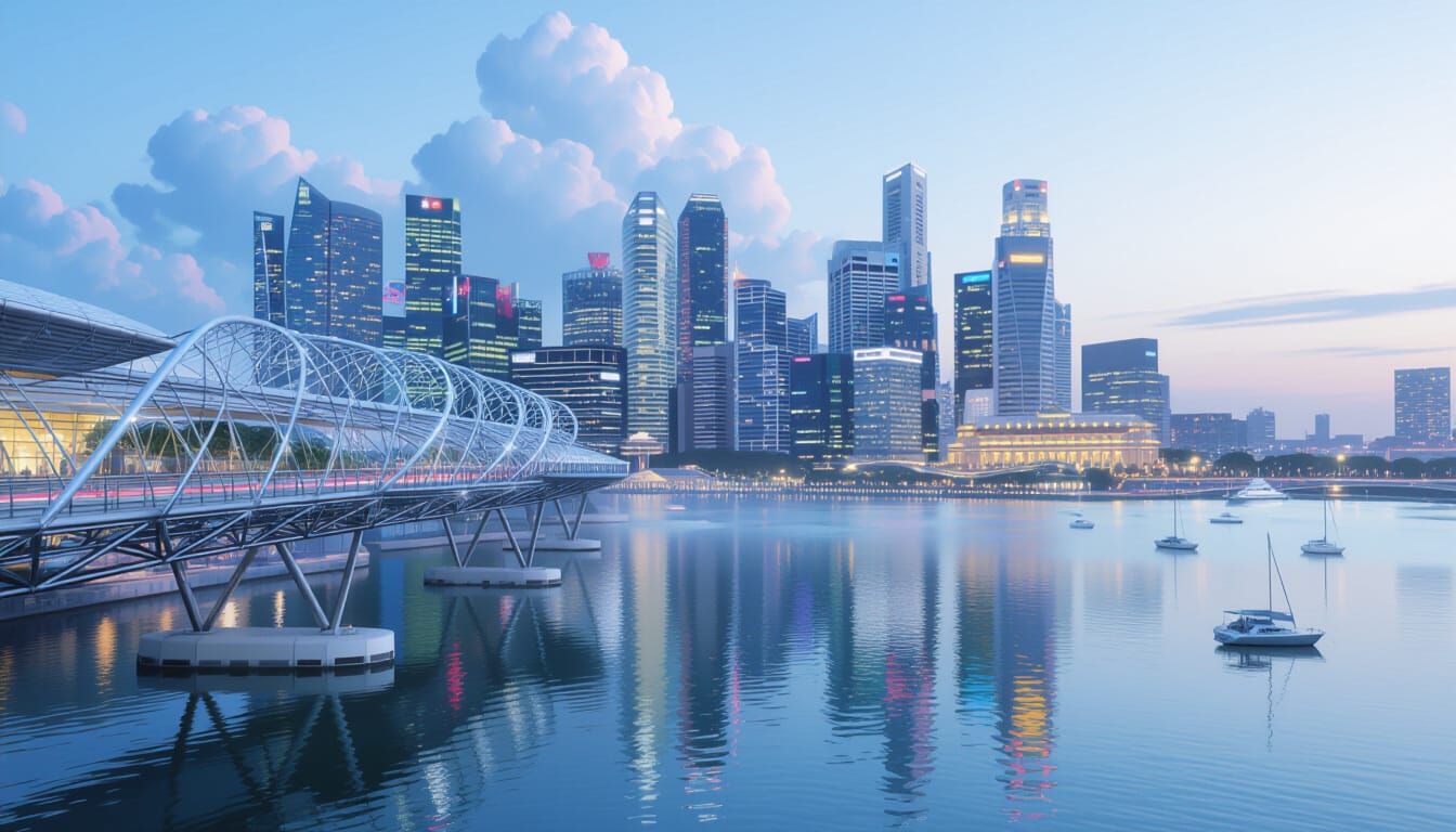 Ethereal Mist Over Helix Bridge, Singapore