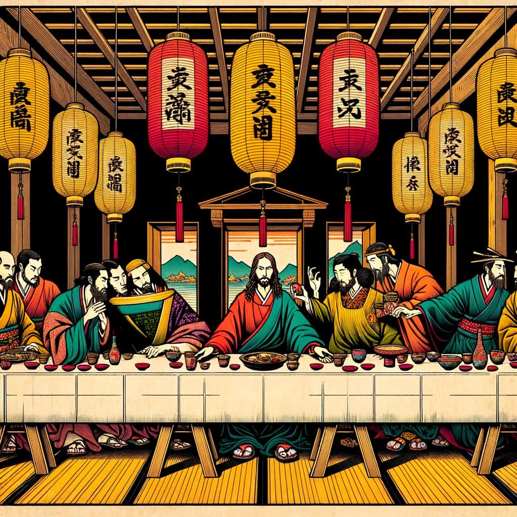 Ukiyo-e Last Supper with Wise Leader