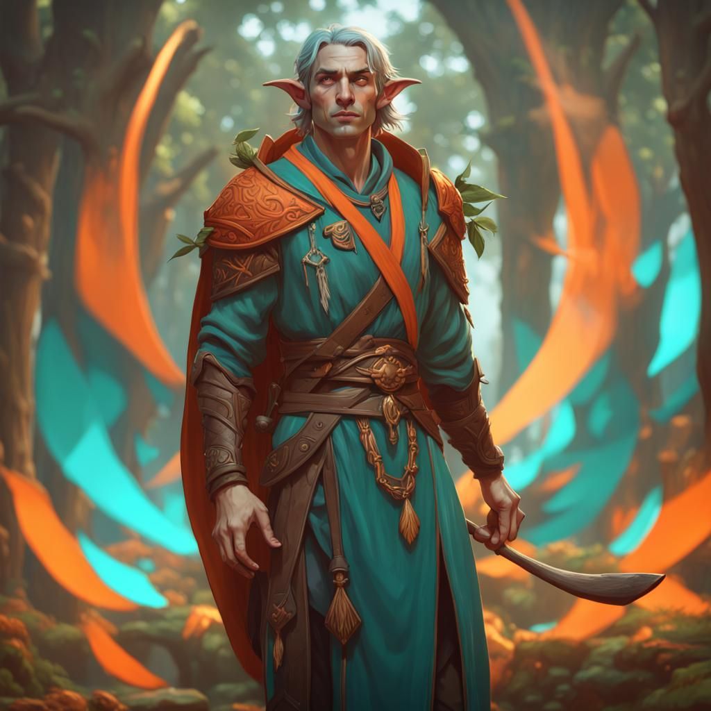 Elven Druid Concept Art in Hyperdetailed Style
