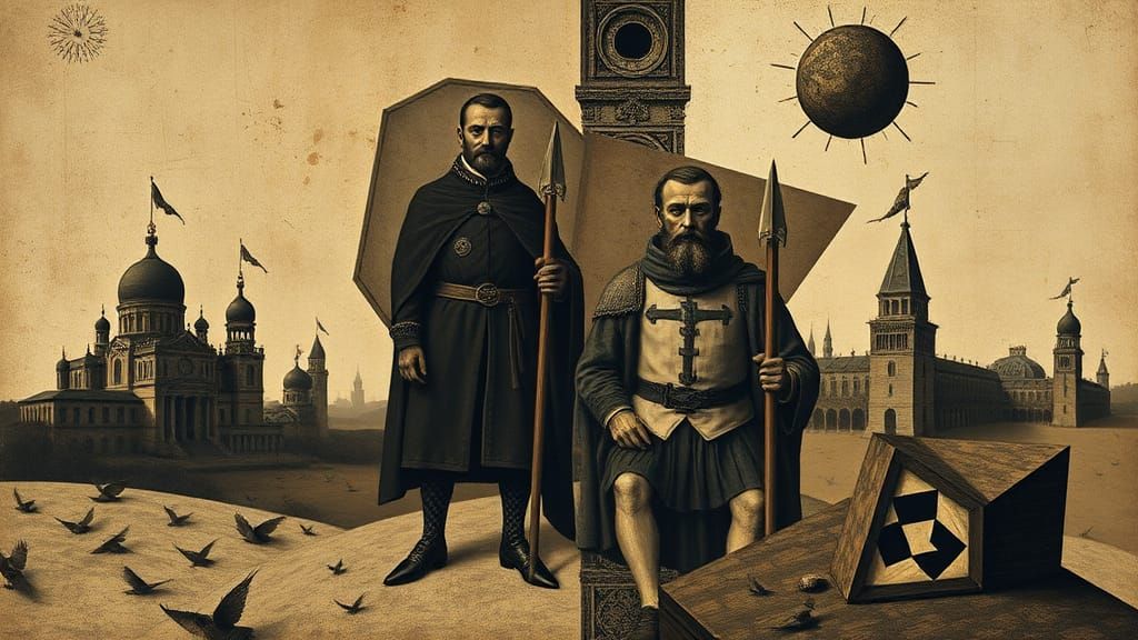 Surrealist Scene in Max Ernst Style: Jean Hatchet and Charle...