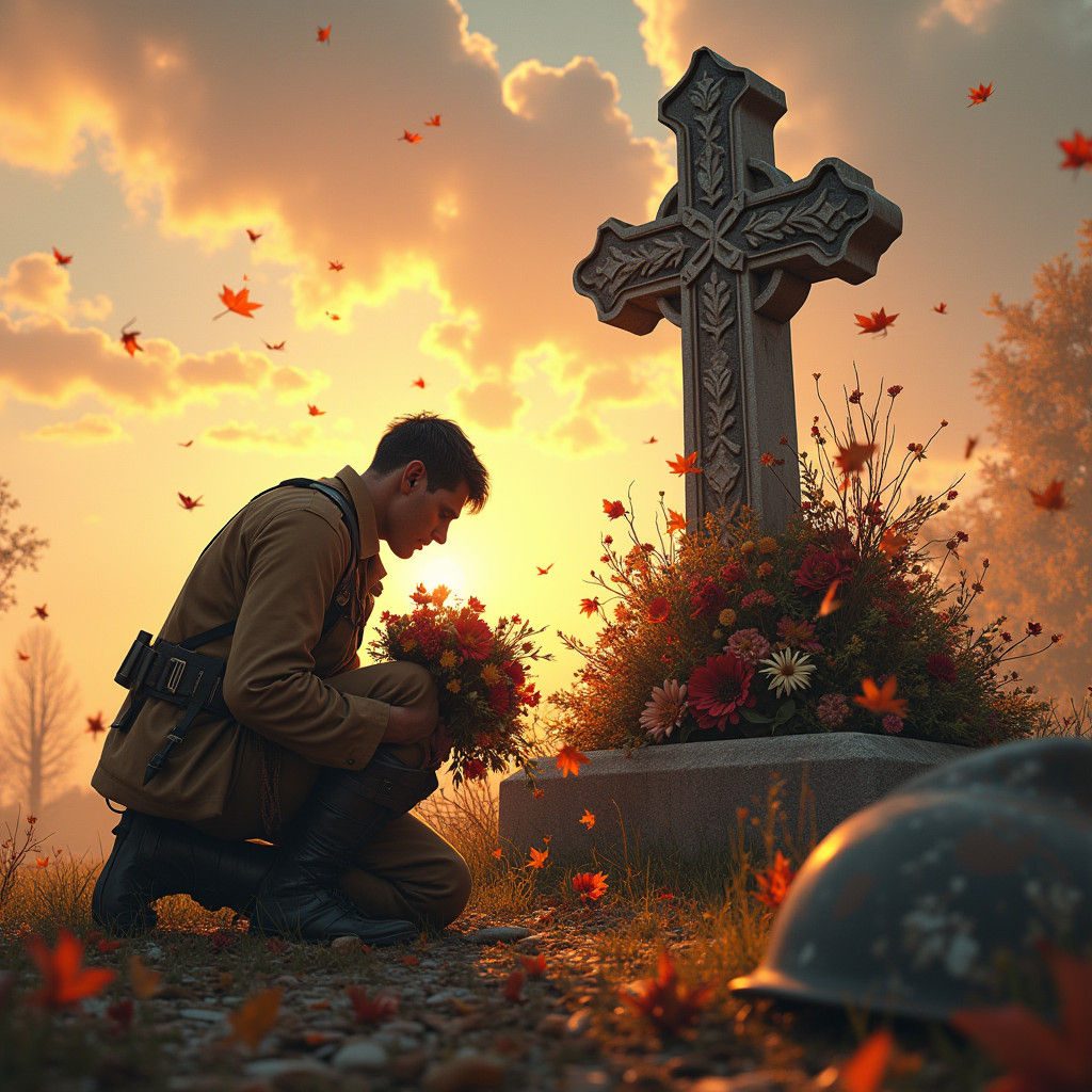 Soldier's Grave: A Poignant Sunrise Scene