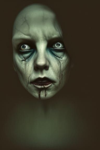 Terrifying Nun Doll in Gothic Horror Style