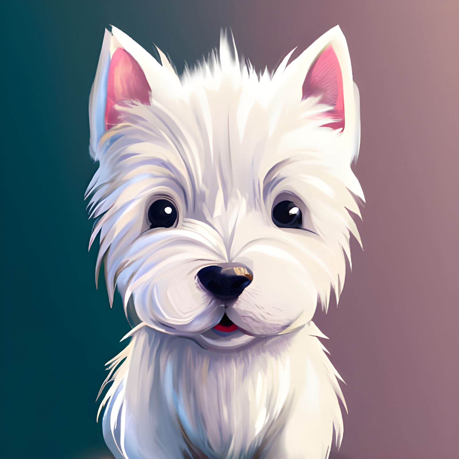 Adorable Westie Puppy in Kawaii Anime Style
