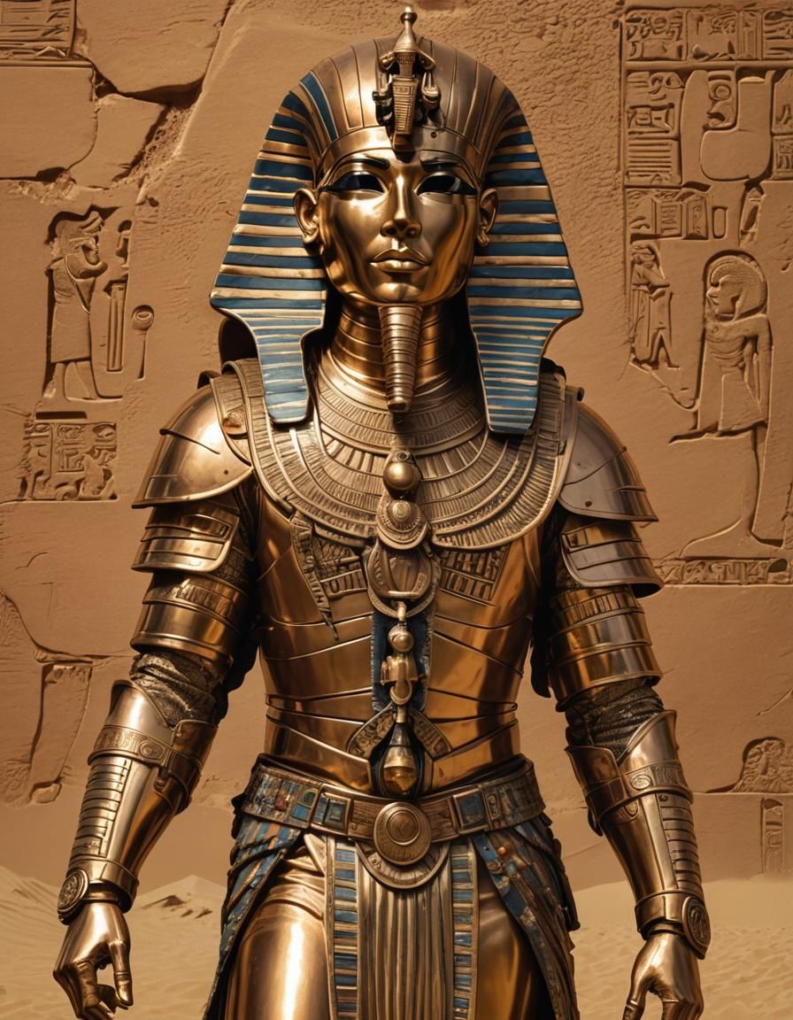 Egyptian Warrior in Gold Armor, 3D Rendered