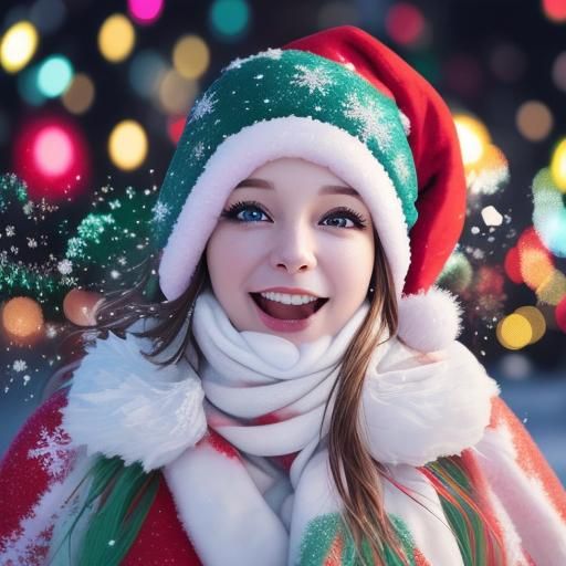 Abstract Christmas Lights with Bokeh and Snowflakes