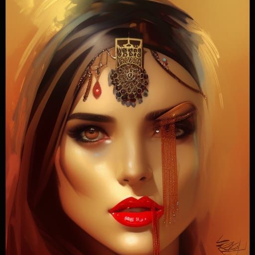 Belly Dancer with Hijab in Ornamental Style