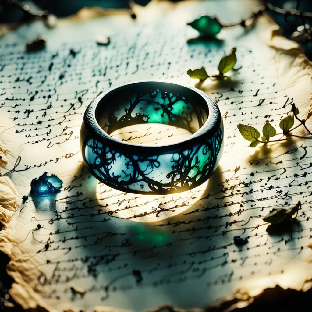 Elven Resin Ring in Dark Forest: Fantasy Art