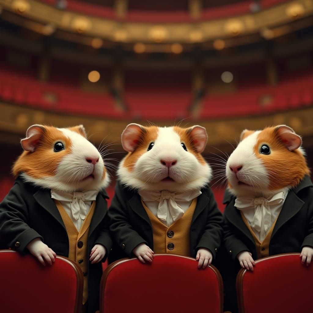 Guinea Pigs Perform Mozart Opera, Alphonse Mucha Style