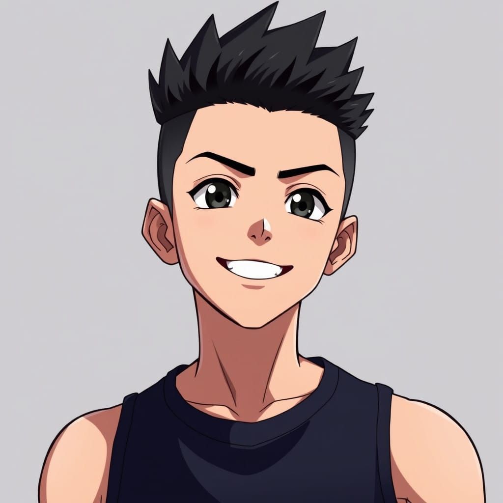 An Anime-Inspired Portrait of a Cocky Teenager