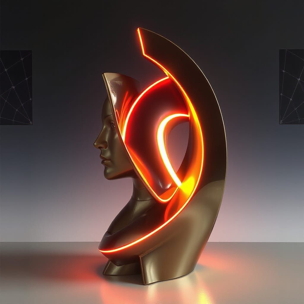 Futuristic Sculpture in Neon Accents, 1979